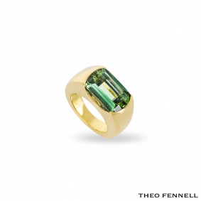 Theo Fennell Yellow Gold Namibian Green Tourmaline Arc Ring 12.44ct Theo Fennell Yellow Gold Namibian Green Tourmaline Arc Ring 12.44ct